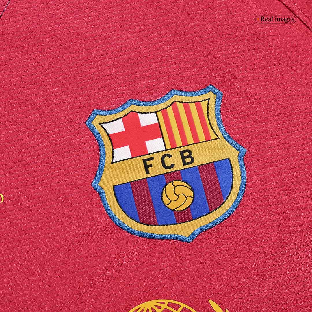 Retro Barcelona Mens Home Long Sleeve Soccer Jersey UCL Final UCL 2008/09