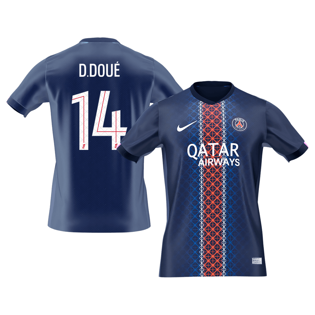 D.DOUÉ #14 PSG Mens Home Soccer Jersey 2025/26 Navy [PREMIUM]