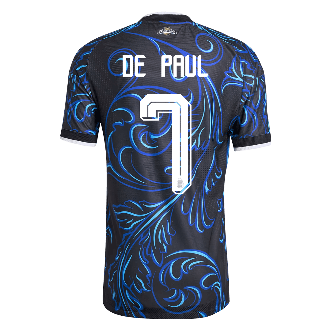 DE PAUL #7 Argentina Mens Away Soccer Jersey World Cup 2026 Black - Player Version