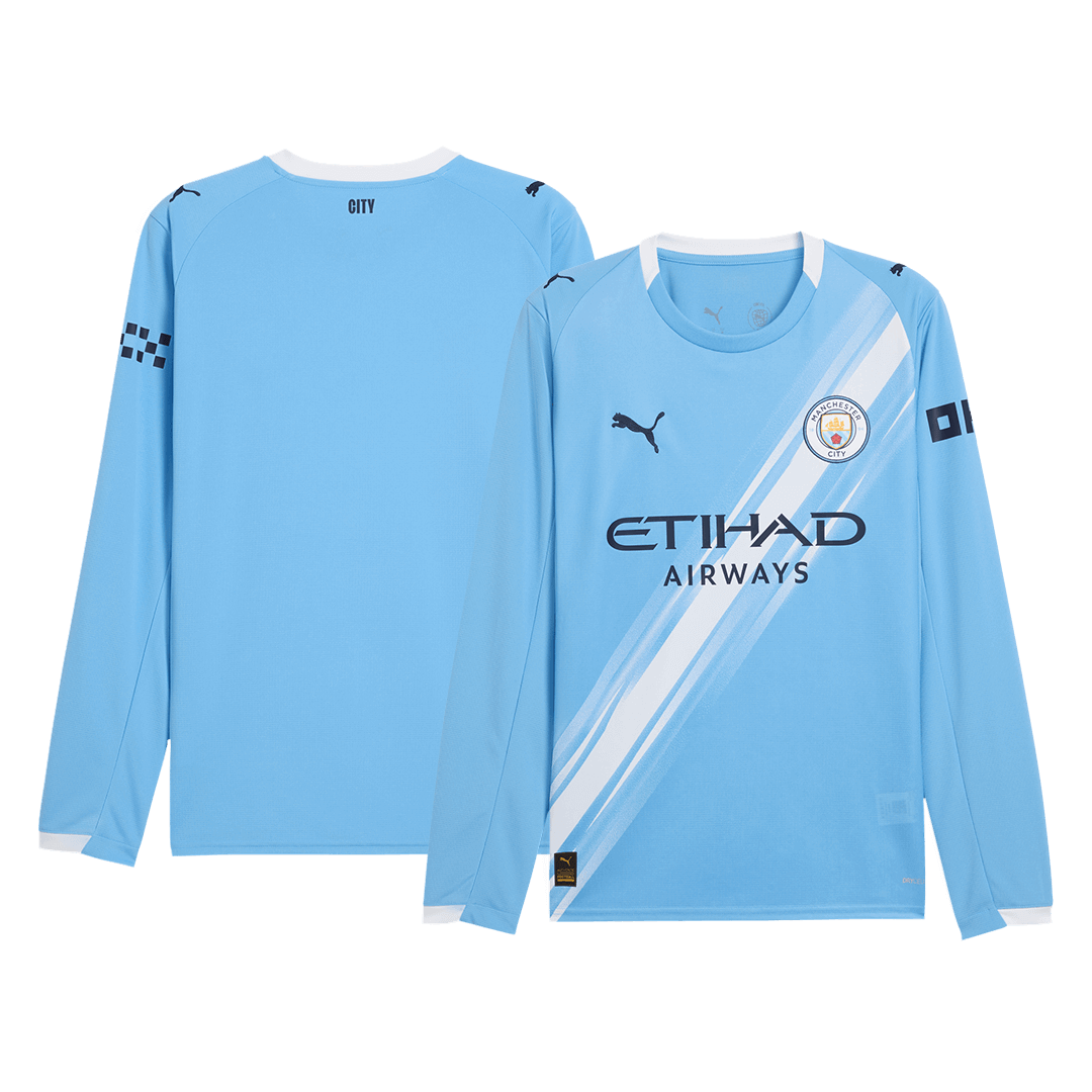 Manchester City Mens Home Long Sleeve Soccer Jersey 2025/26 Blue