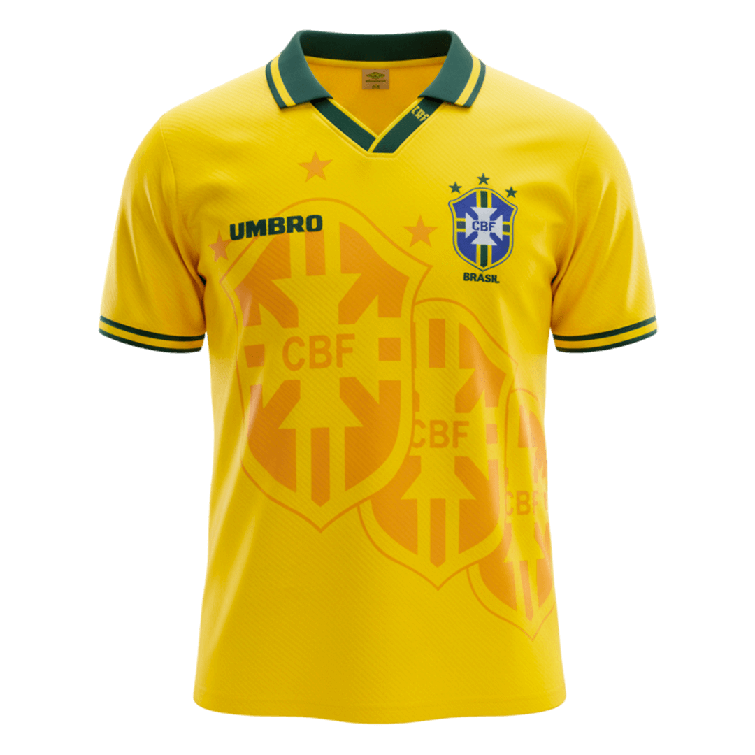 Retro Brazil Mens Home Soccer Jersey 1994 Yellow
