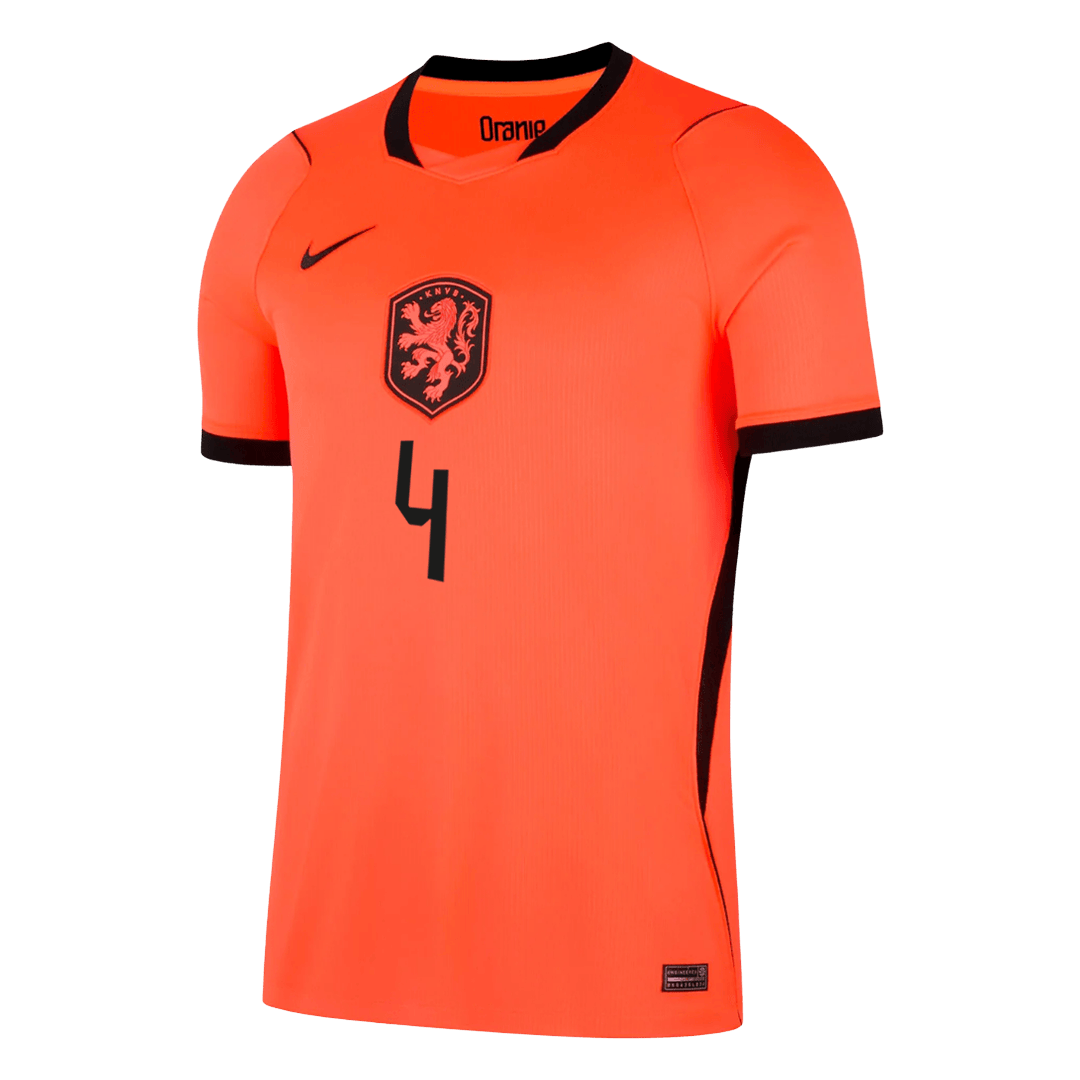 VIRGIL #4 Netherlands Mens Home Soccer Jersey World Cup 2026 Orange