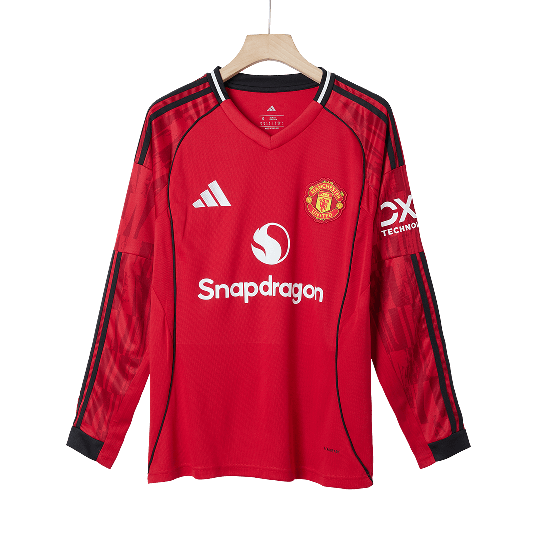 Manchester United Mens Home Long Sleeve Soccer Jersey 2025/26 Red