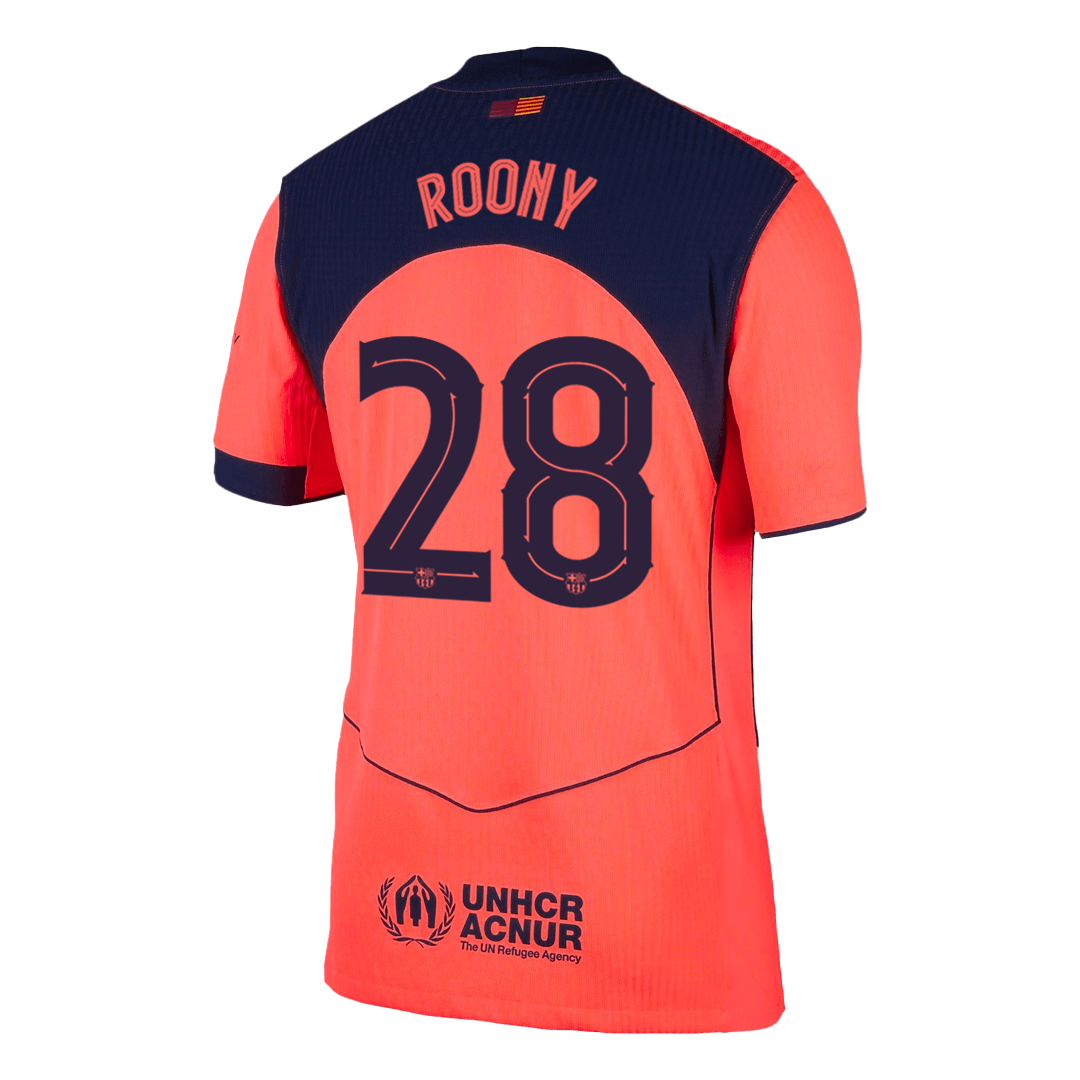 ROONY #28 Barcelona Mens Third Away Soccer Jersey 2025/26 Orange - Player Version