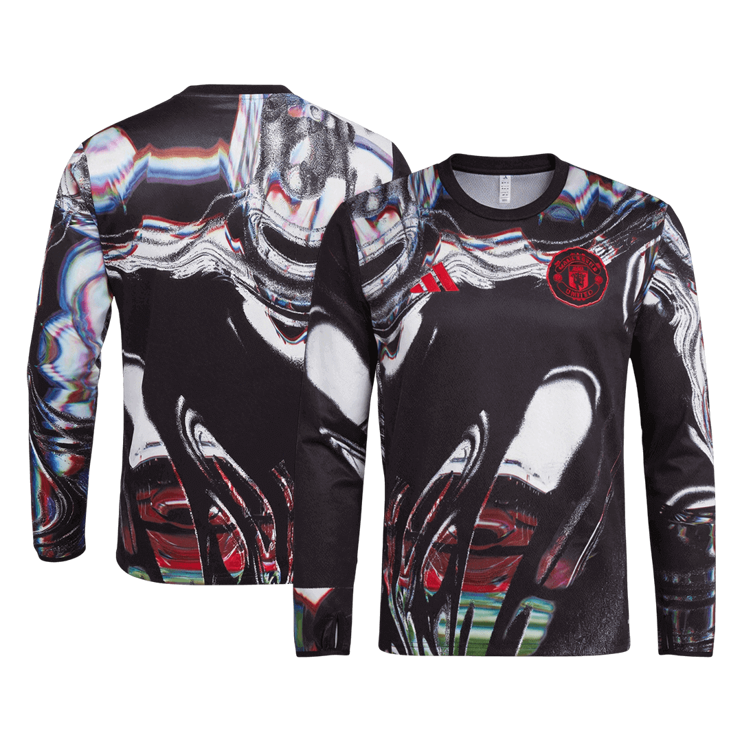 Manchester United Mens Pre-Match Long Sleeve Soccer Jersey 2025/26 Black