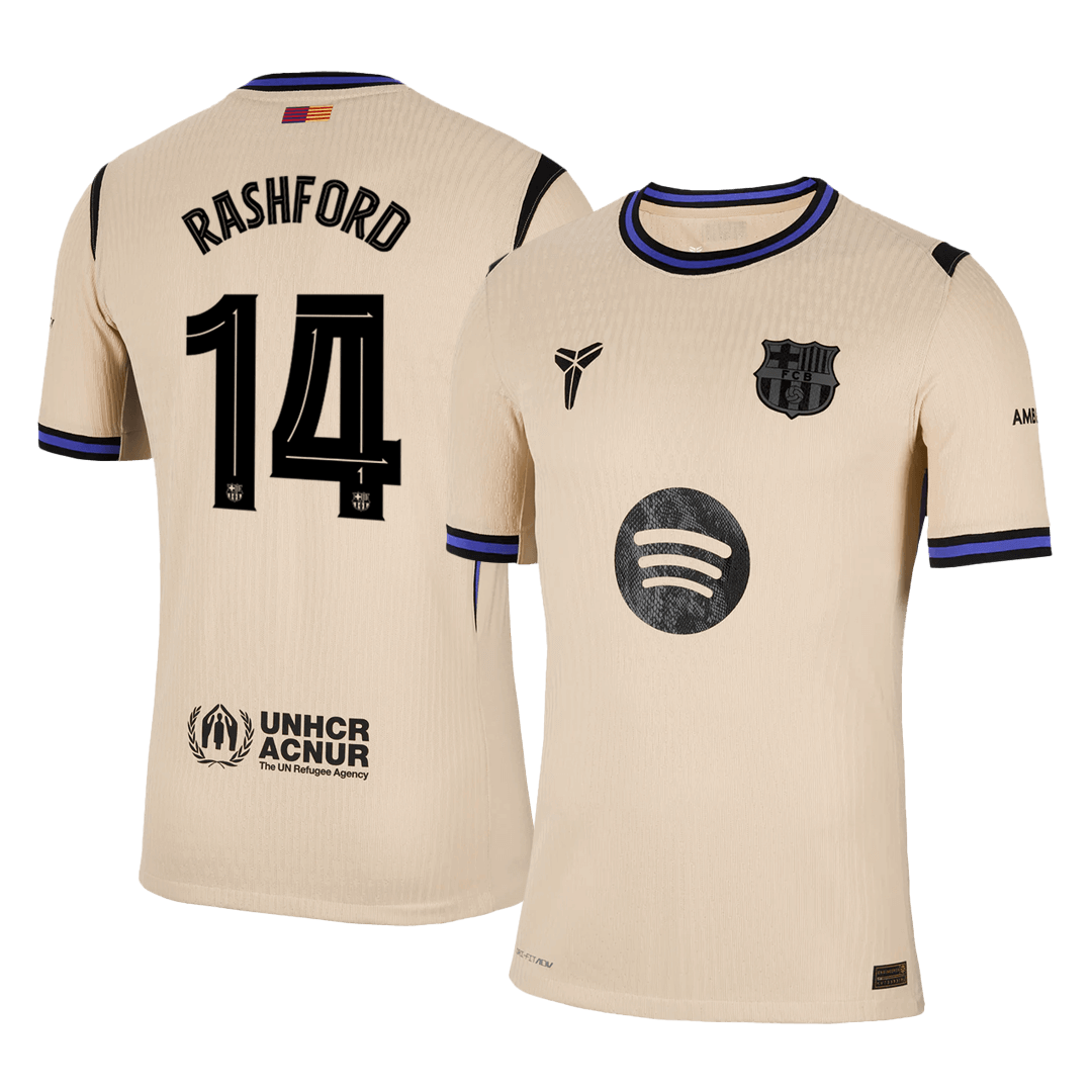 RASHFORD #14 Barcelona Mens Away Soccer Jersey UCL 2025/26 Yellow - Player Version