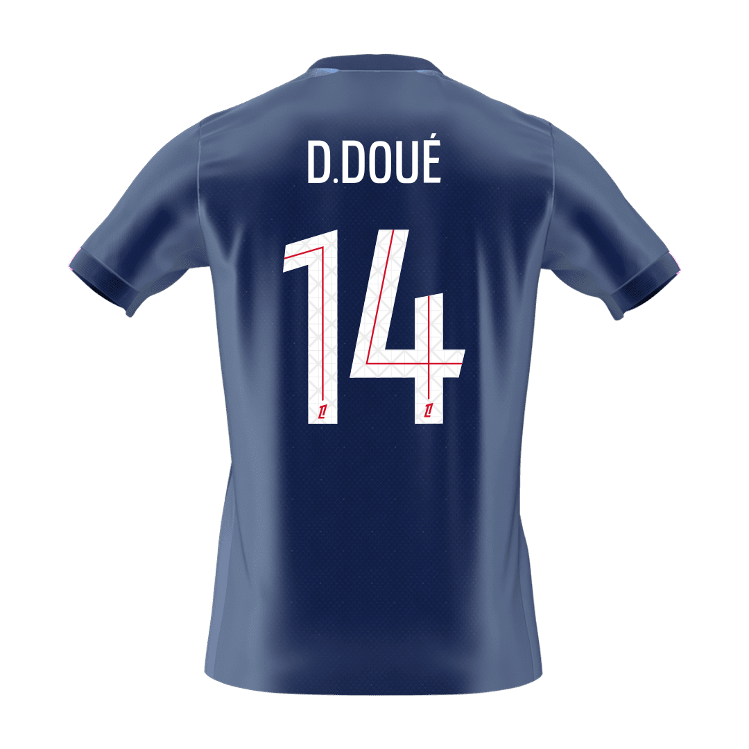 D.DOUÉ #14 PSG Mens Home Soccer Jersey 2025/26 Navy [PREMIUM]