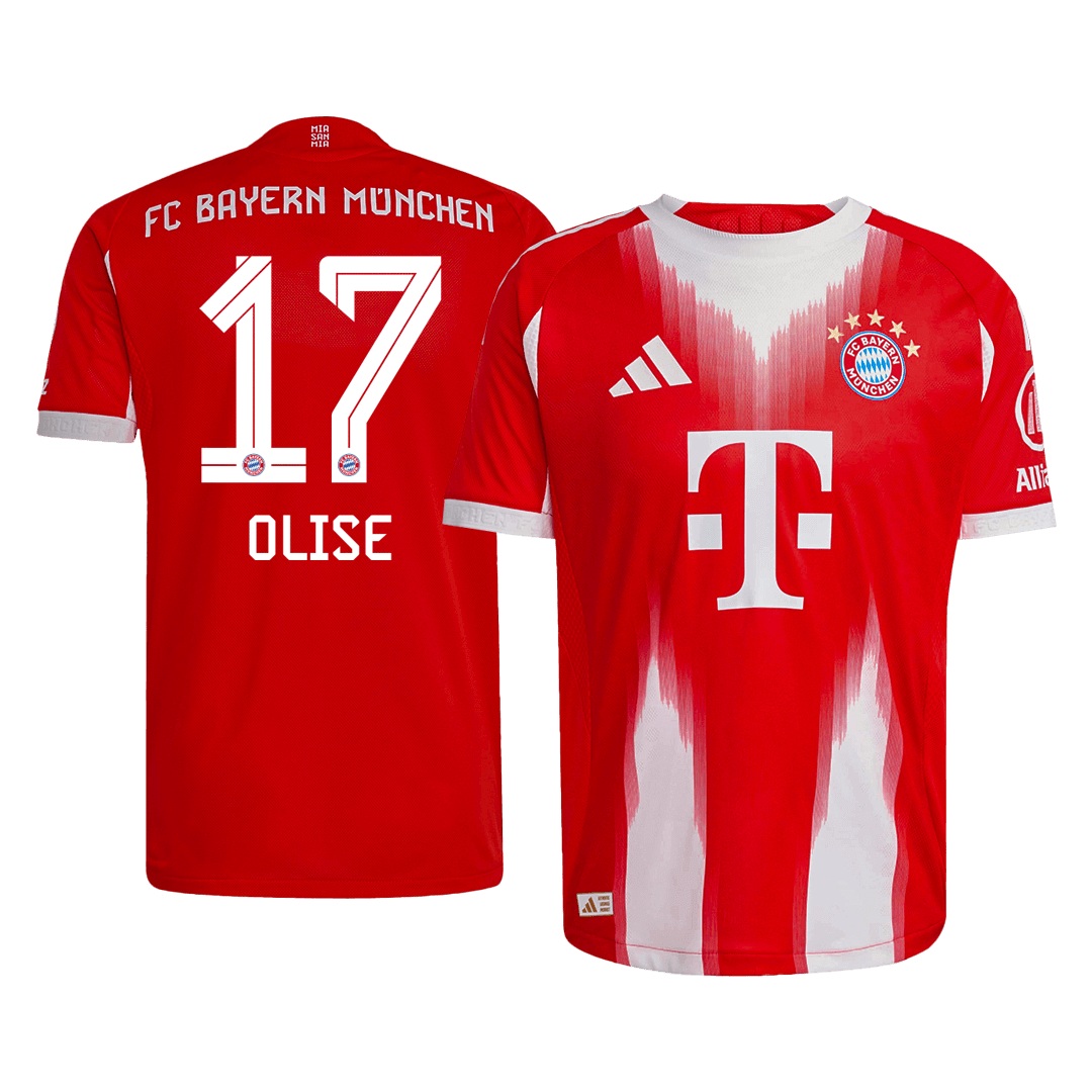 OLISE #17 Bayern Munich Mens Home Soccer Jersey 2025/26 Red - Player Version