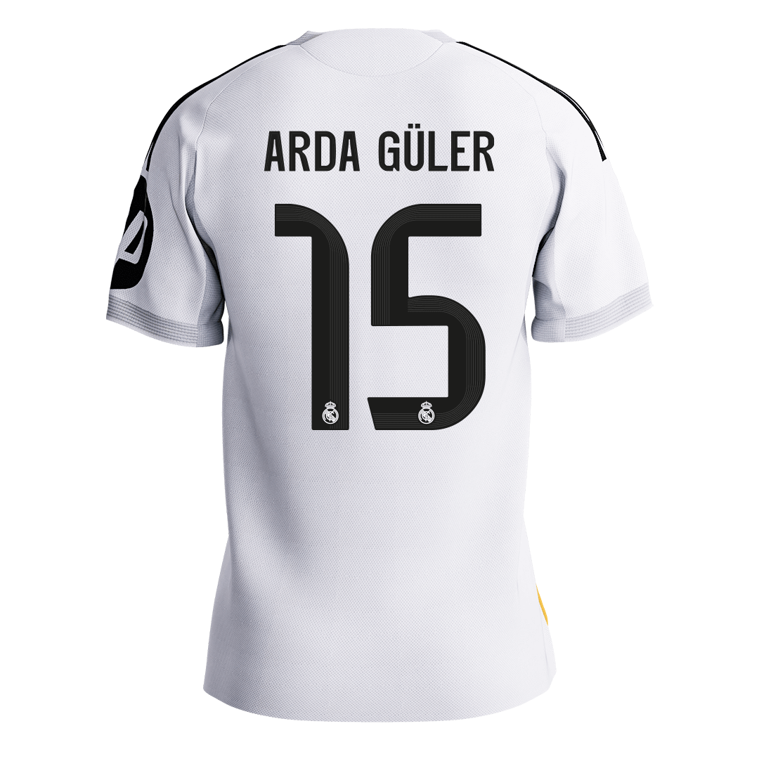 ARDA GÜLER #15 Real Madrid Mens Home Soccer Jersey 2025/26 White - Player Version [PREMIUM]