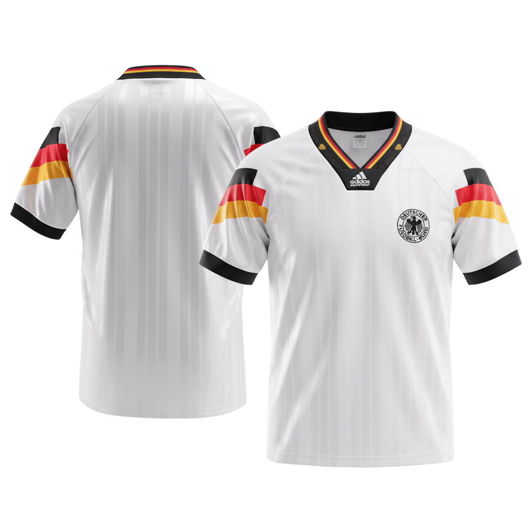 Retro Germany Mens Home Soccer Jersey 1992 White