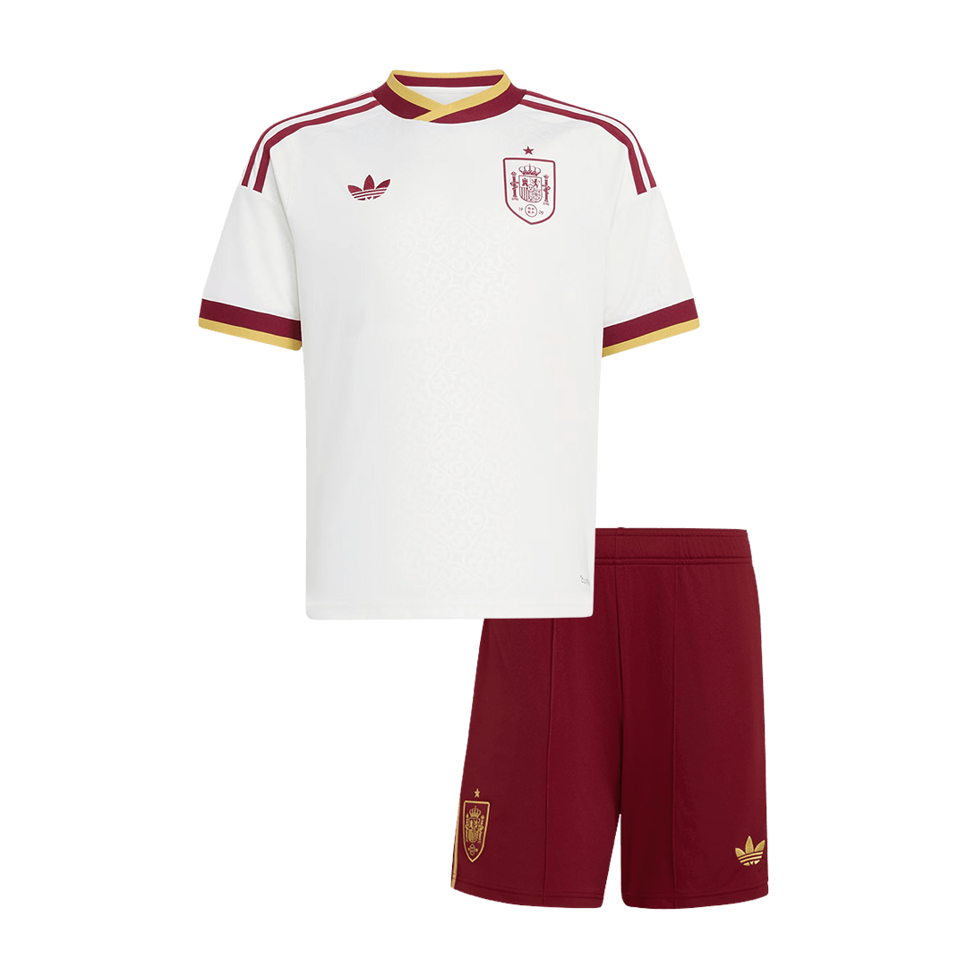 Spain Kids Away Soccer Kit 2026 White
