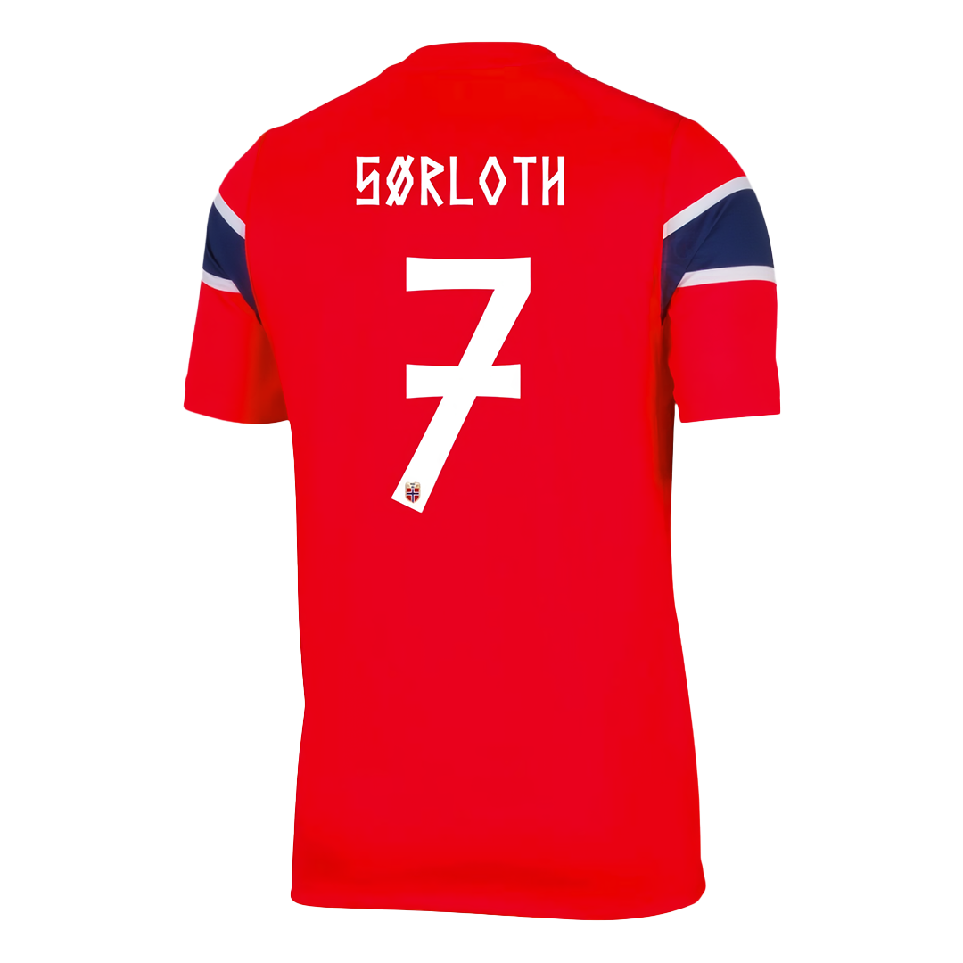 SØRLOTH #7 Norway Mens Home Soccer Jersey World Cup 2026 Red