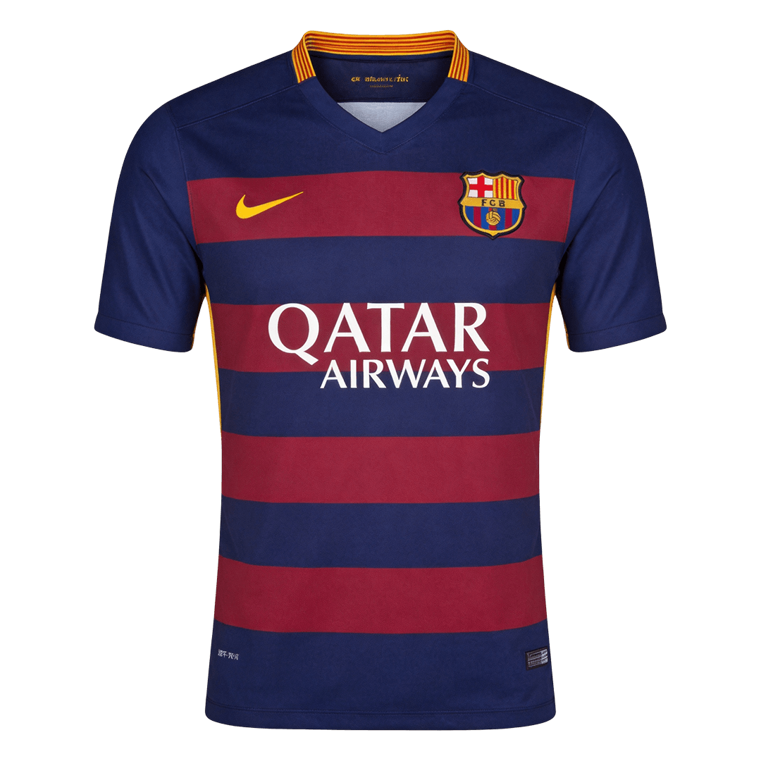 Retro Barcelona Mens Home Soccer Jersey 2015/16 Blue&Garnet