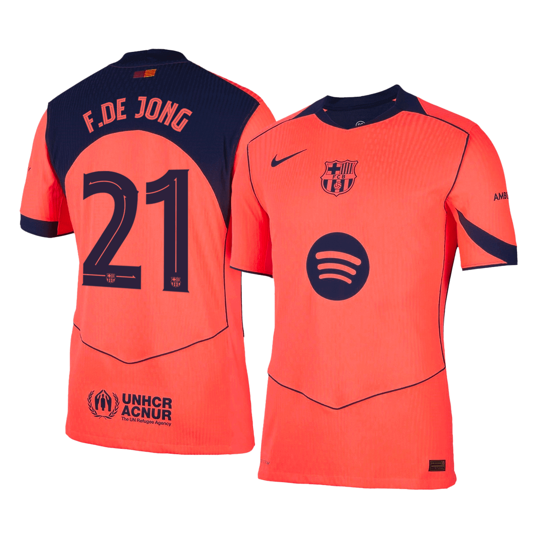 F.DE JONG #21 Barcelona Mens Third Away Soccer Jersey UCL 2025/26 Orange - Player Version