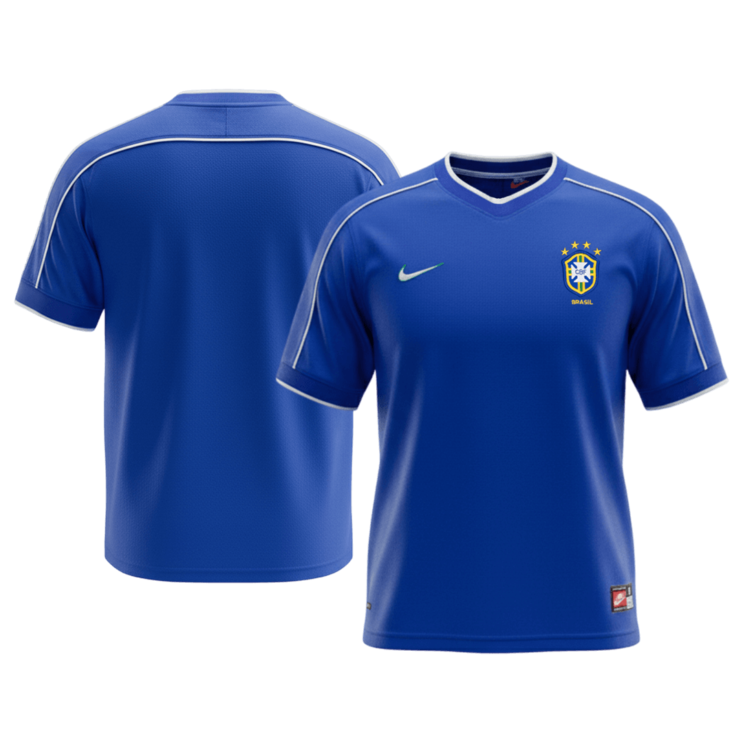 Retro Brazil Mens Away Soccer Jersey 1998 Blue
