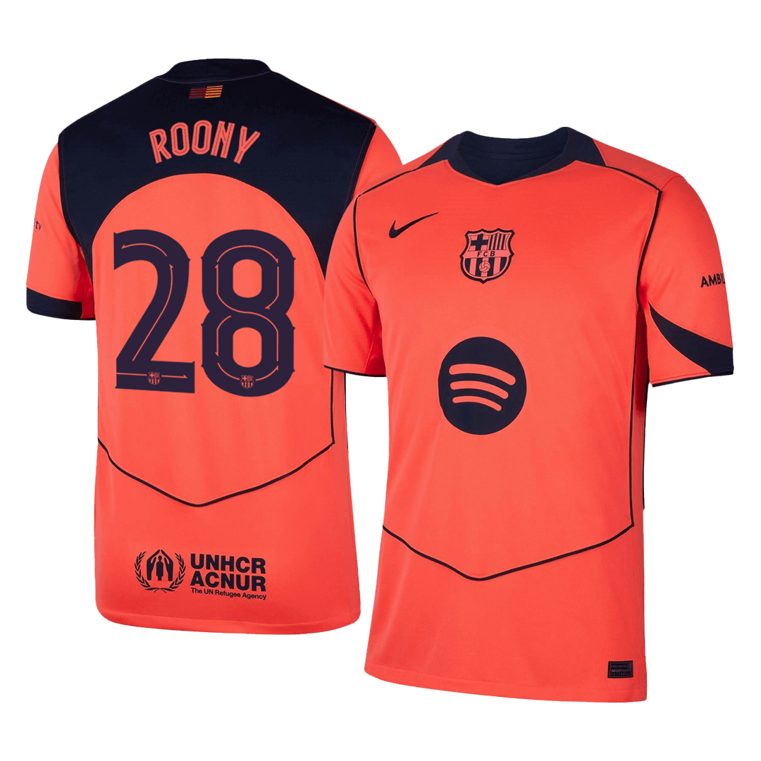 ROONY #28 Barcelona Mens Third Away Soccer Jersey 2025/26 Orange