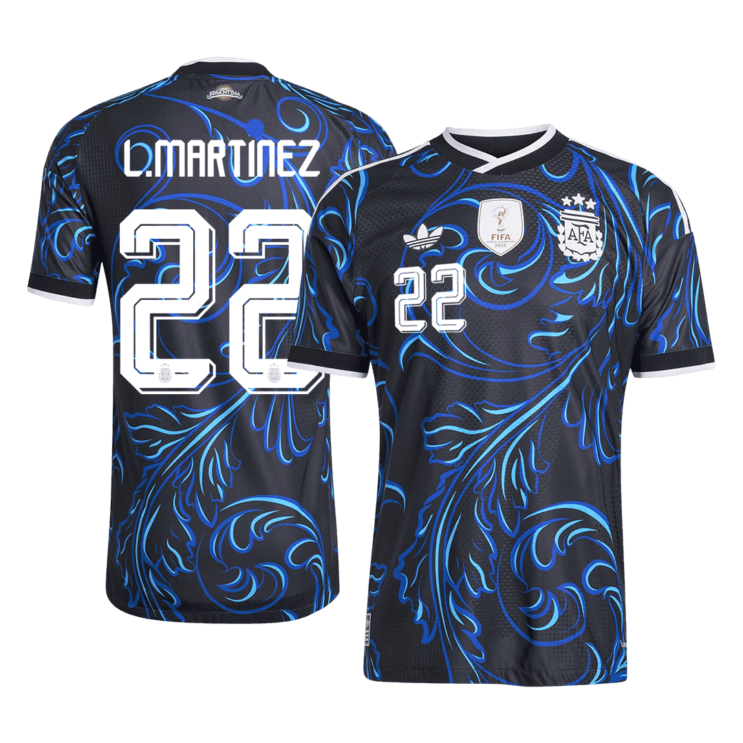 L. MARTINEZ #22 Argentina Mens Away Soccer Jersey World Cup 2026 Black - Player Version