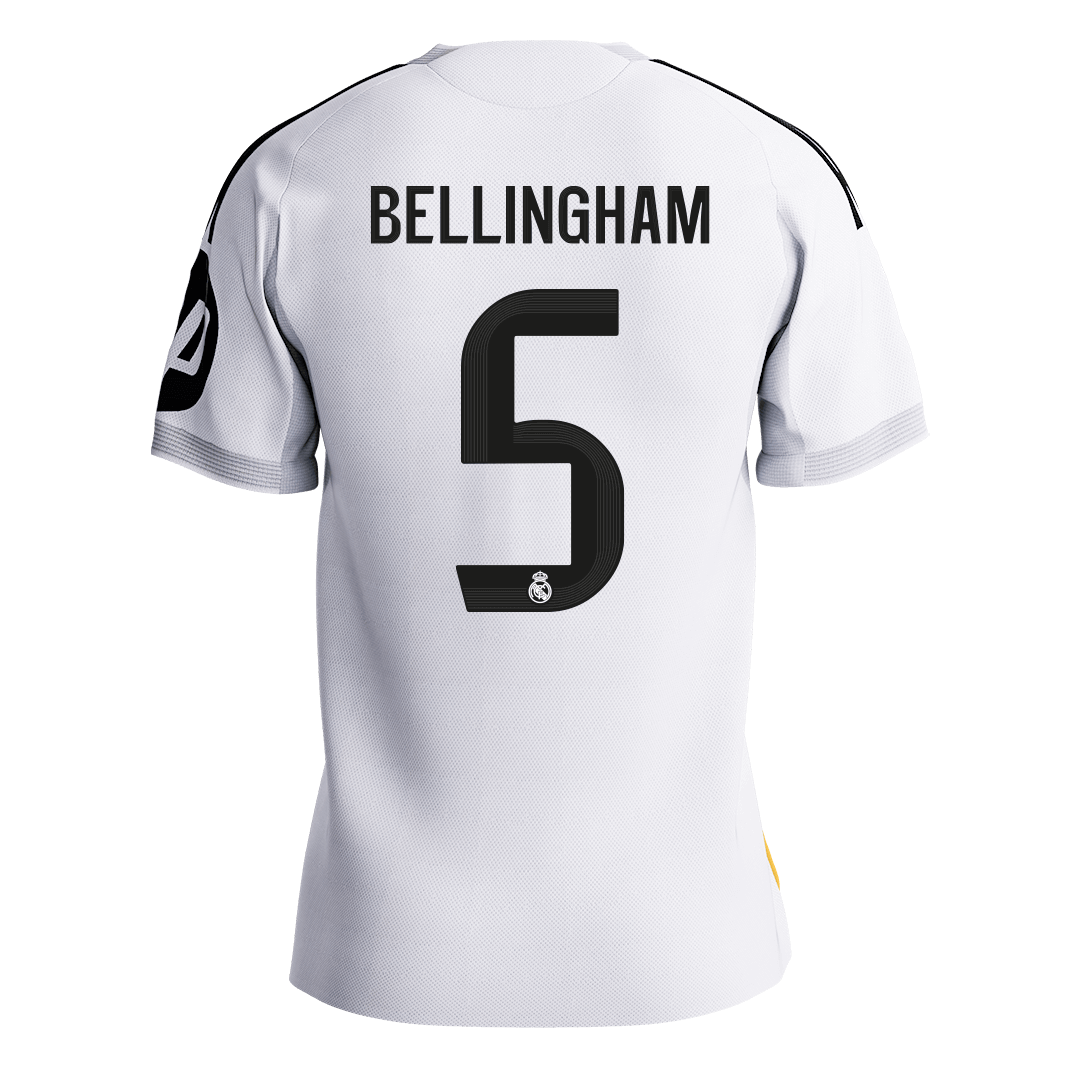 BELLINGHAM #5 Real Madrid Mens Home Soccer Jersey 2025/26 White - Player Version [PREMIUM]
