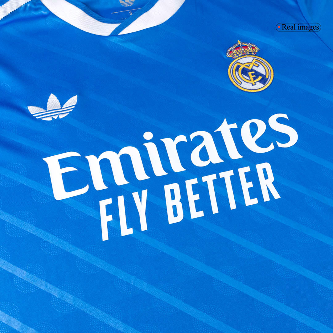 Real Madrid Mens Third Away Long Sleeve Soccer Jersey 2025/26 Blue