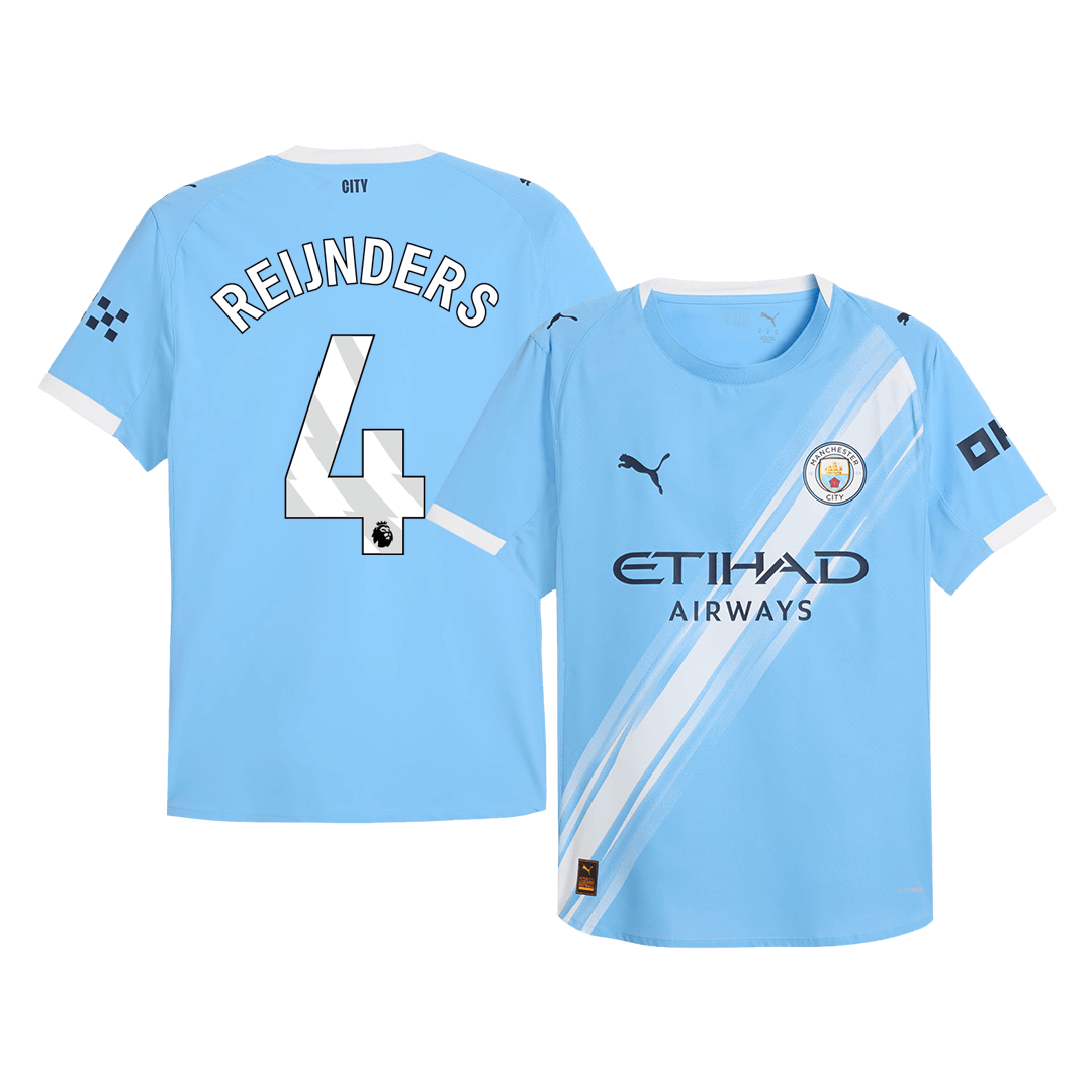 REIJNDERS #4 Manchester City Mens Home Soccer Jersey 2025/26 Blue - Player Version