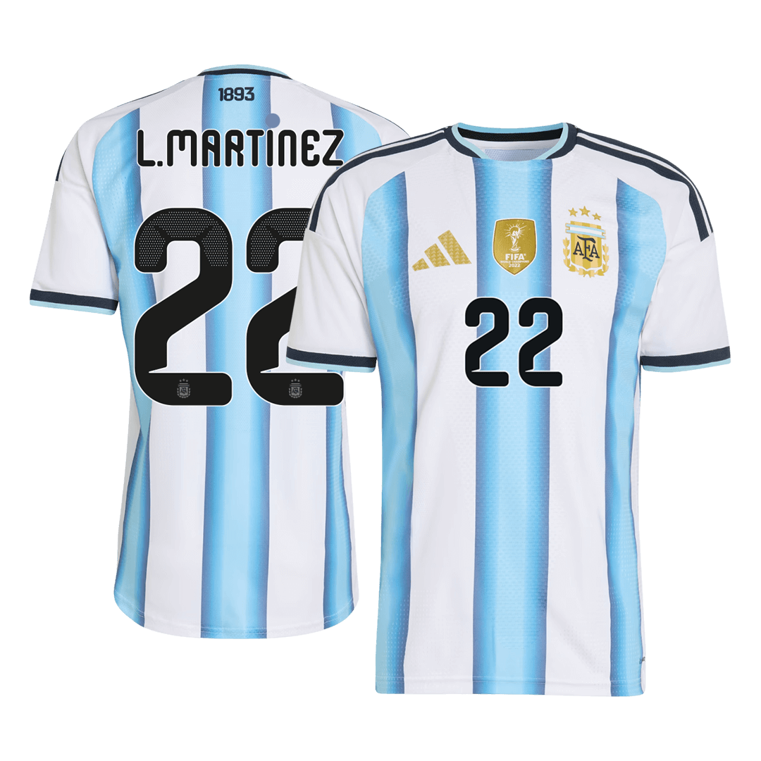 L. MARTINEZ #22 Argentina Mens Home Soccer Jersey World Cup 2026 Blue&White - Player Version