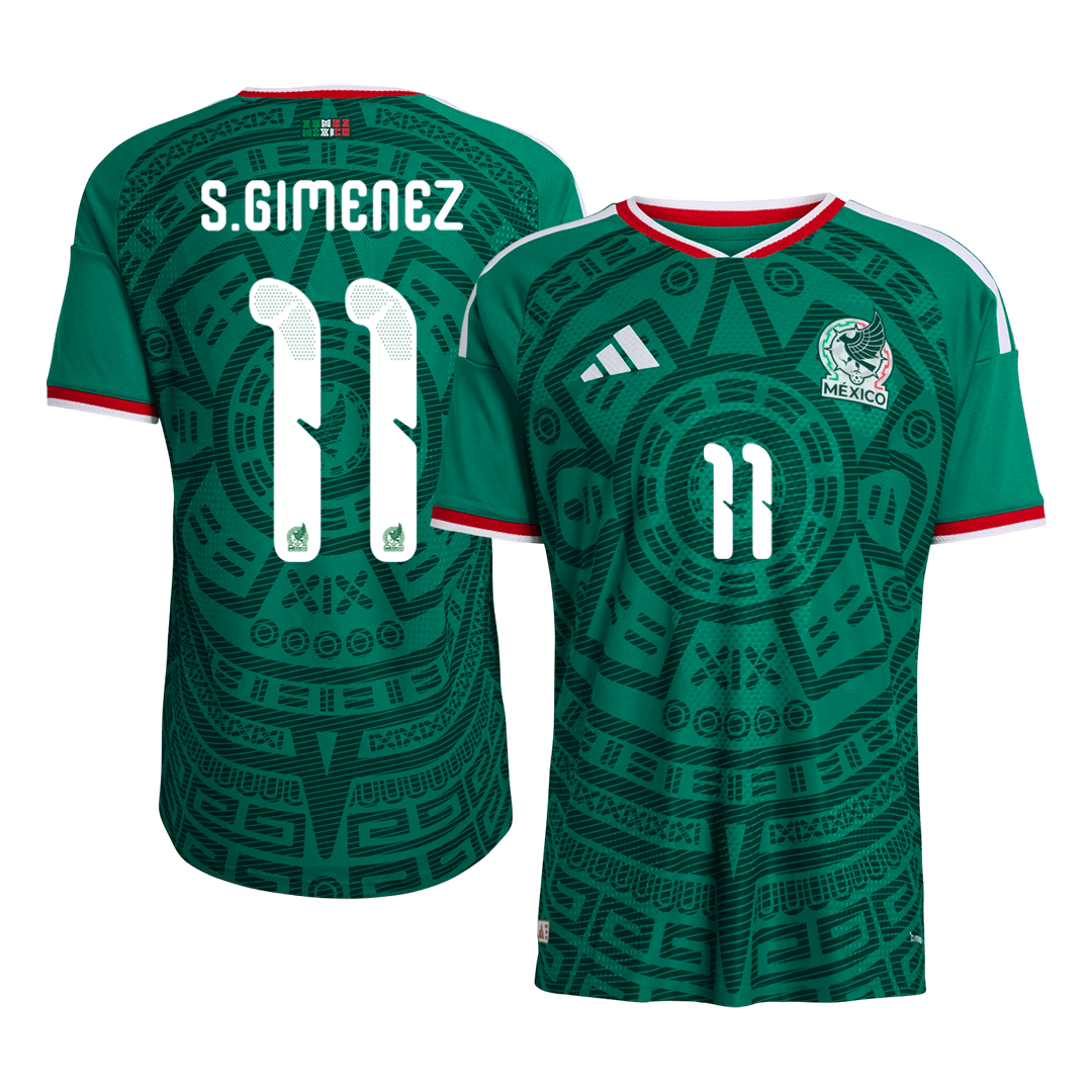 S.GIMENEZ #11 Mexico Mens Home Soccer Jersey World Cup 2026 Green - Player Version