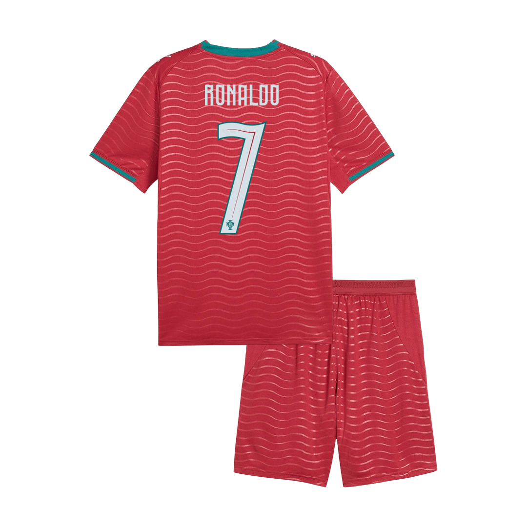 RONALDO #7 Portugal Kids Home Soccer Kit World Cup 2026 Red [PREMIUM]