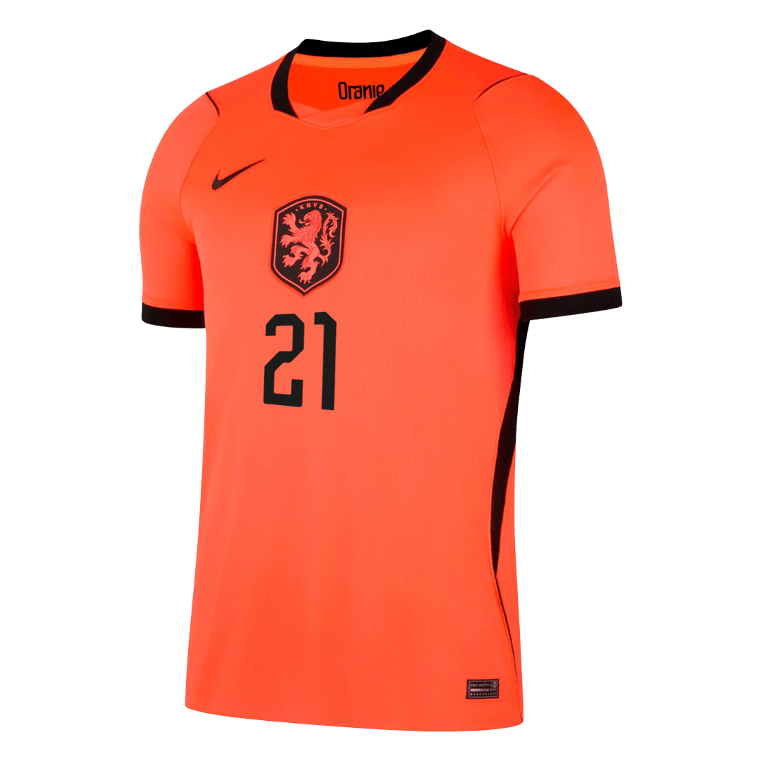 F.DE JONG #21 Netherlands Mens Home Soccer Jersey World Cup 2026 Orange