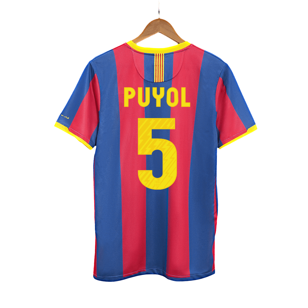 Retro PUYOL #5 Barcelona Mens Home Soccer Jersey 2010/11 Red&Blue