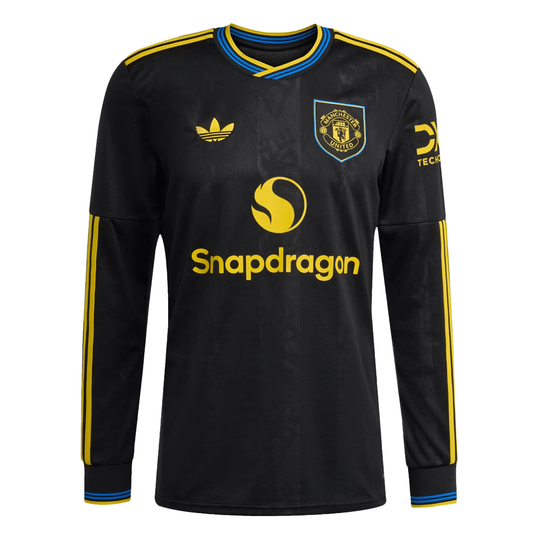 Manchester United Mens Third Away Long Sleeve Soccer Jersey 2025/26 Black
