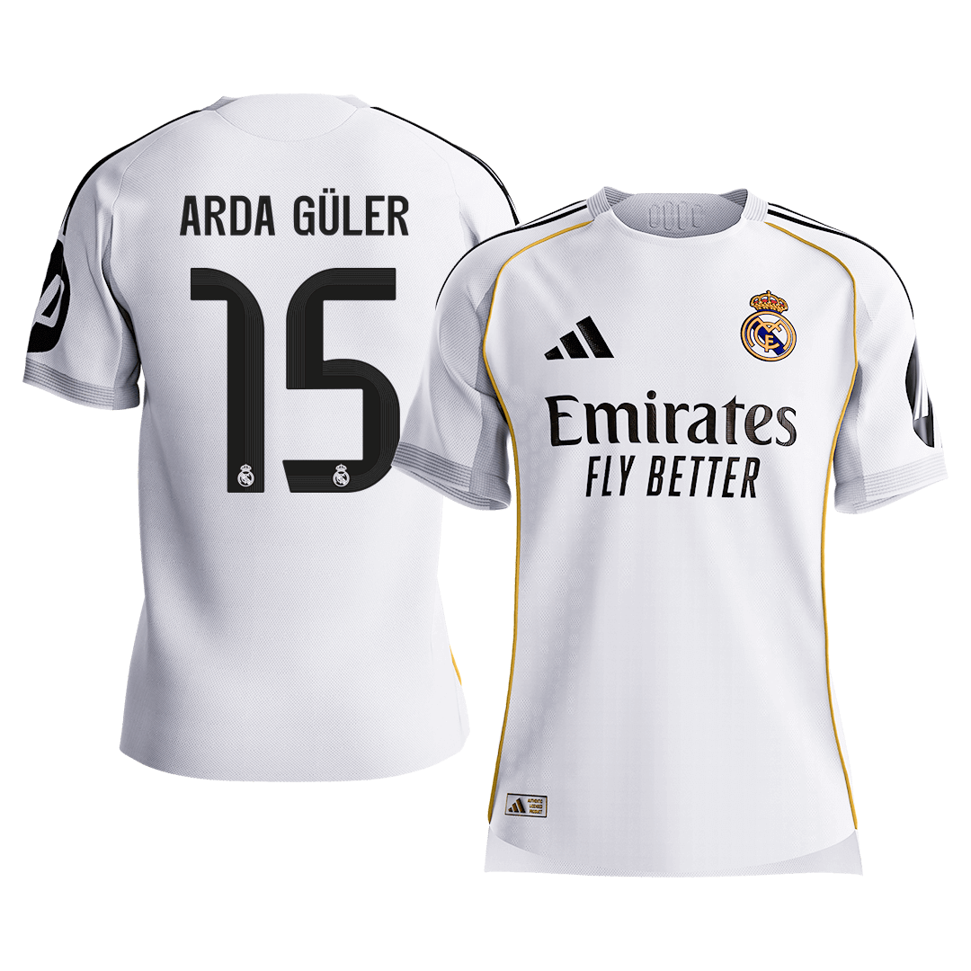 ARDA GÜLER #15 Real Madrid Mens Home Soccer Jersey 2025/26 White - Player Version [PREMIUM]