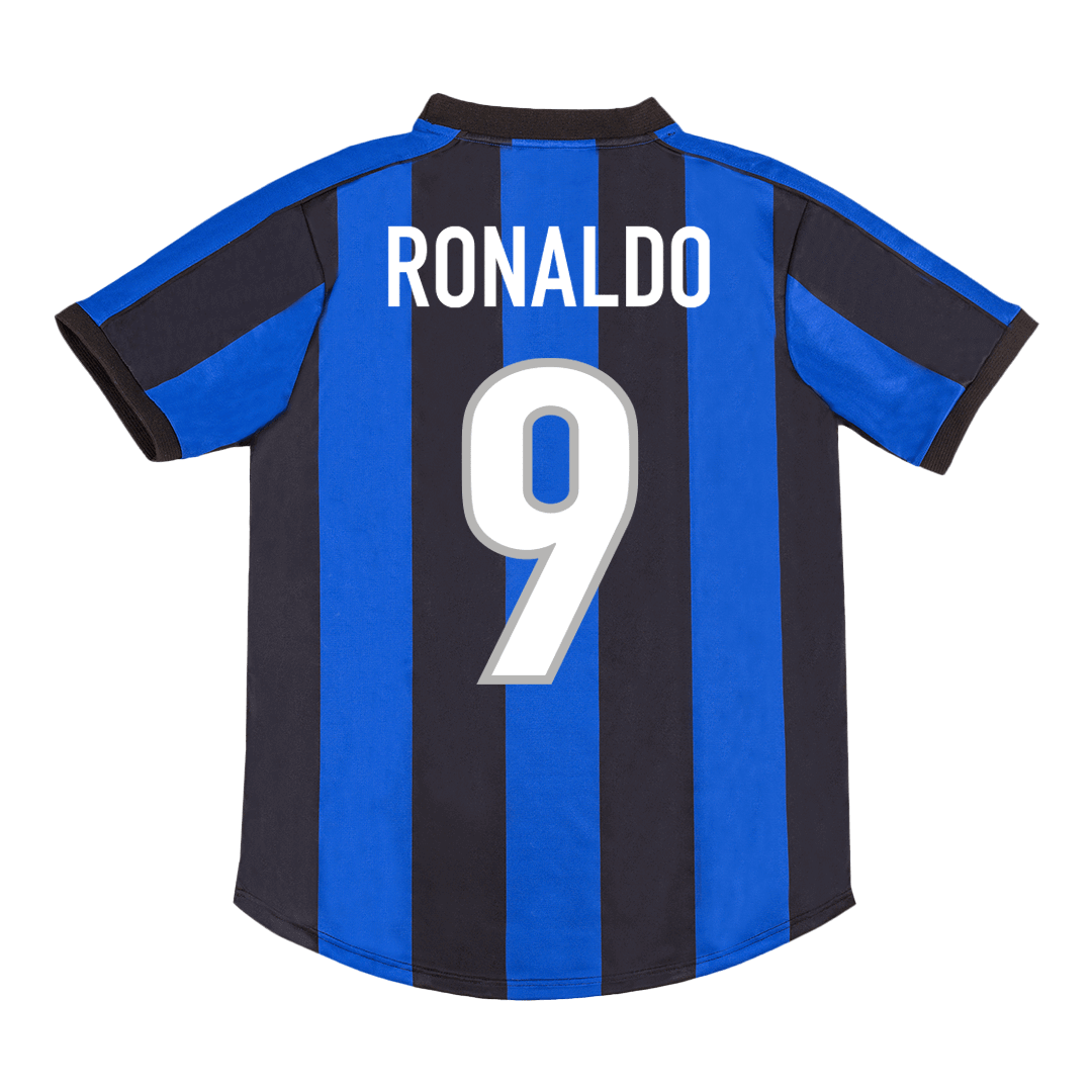 Retro RONALDO #9 Inter Milan Mens Home Soccer Jersey 1999/00 Blue&Black