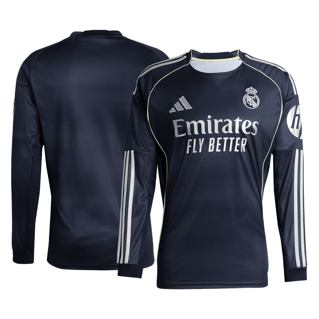 Real Madrid Mens Away Long Sleeve Soccer Jersey 2025/26 Navy