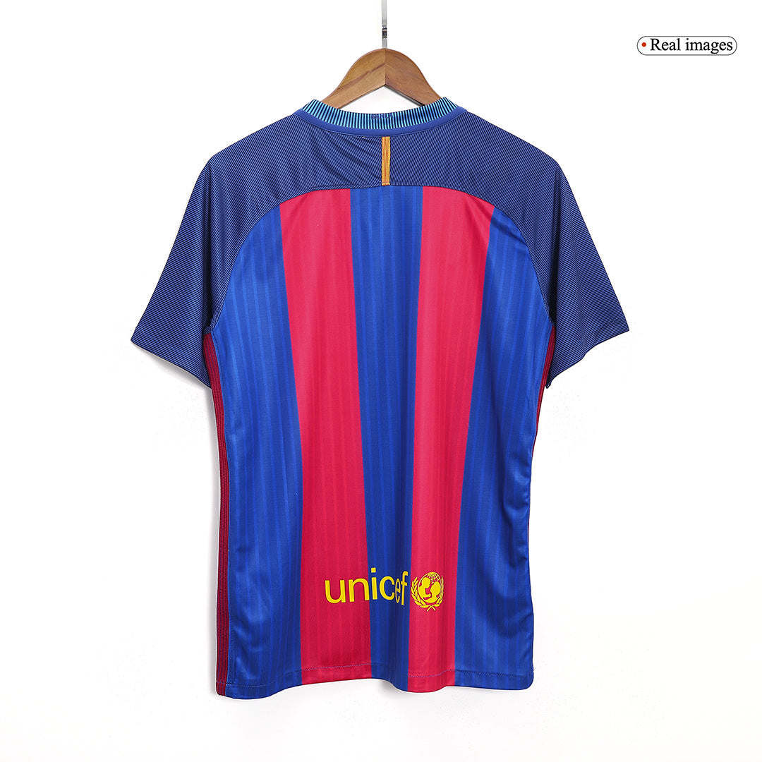 Retro MESSI #10 Barcelona Mens Home Soccer Jersey 2016/17 Red&Blue