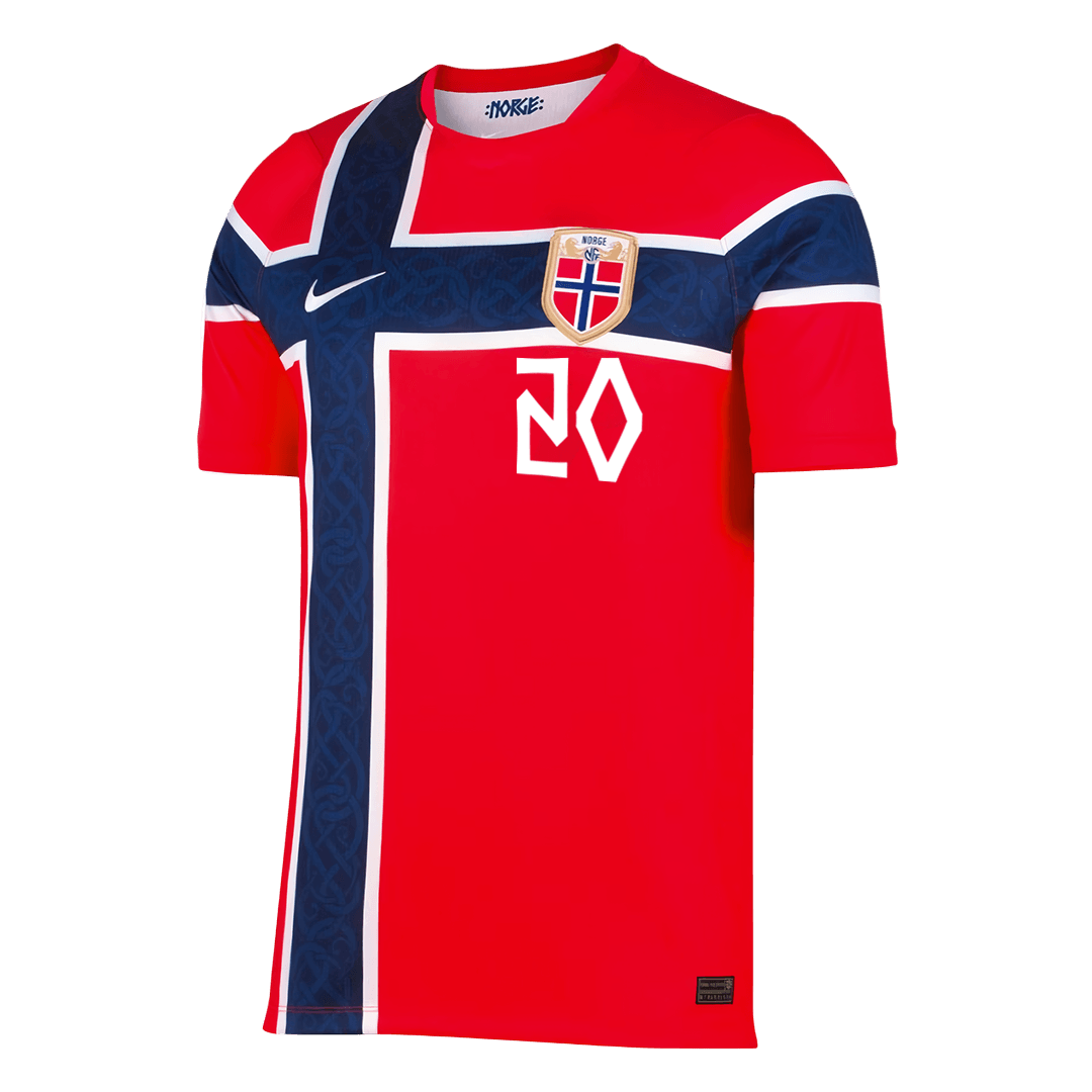 NUSA #20 Norway Mens Home Soccer Jersey World Cup 2026 Red