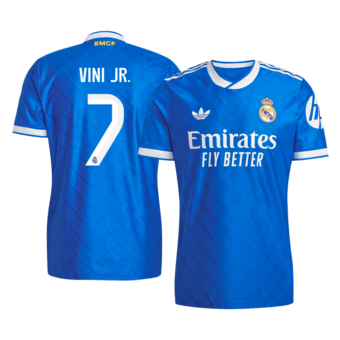 VINI JR. #7 Real Madrid Mens Third Away Soccer Jersey 2025/26 Blue - Player Version