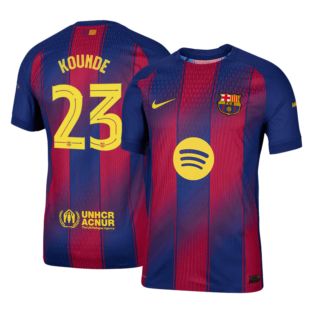 KOUNDE #23 Barcelona Mens Home Soccer Jersey UCL 2025/26 Red&Blue - Player Version