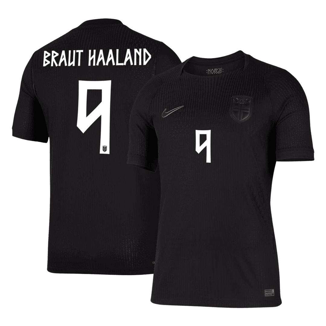 BRAUT HAALAND #9 Norway Mens Away Soccer Jersey World Cup 2026 Black - Player Version