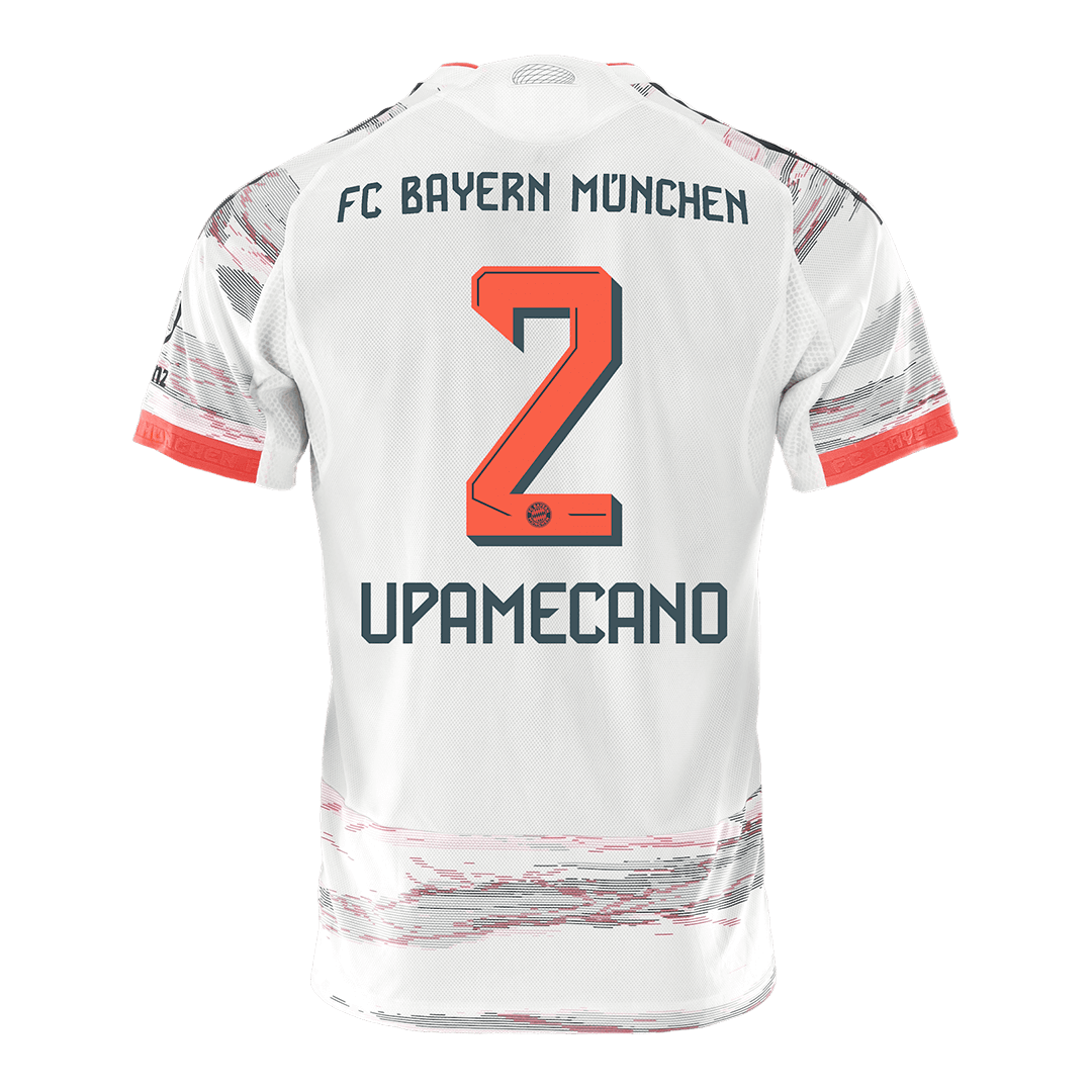 UPAMECANO #2 Bayern Munich Mens Away Soccer Jersey 2025/26 White - Player Version