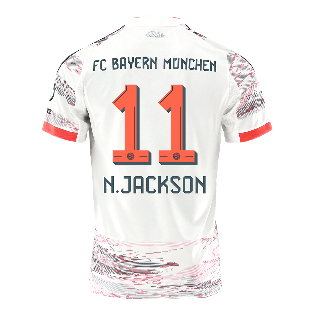 N.JACKSON #11 Bayern Munich Mens Away Soccer Jersey 2025/26 White