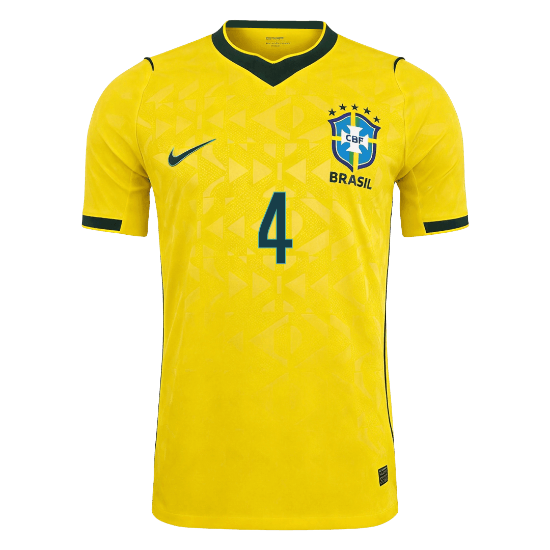 MARQUINHOS #4 Brazil Mens Home Soccer Jersey World Cup 2026 Yellow - Player Version