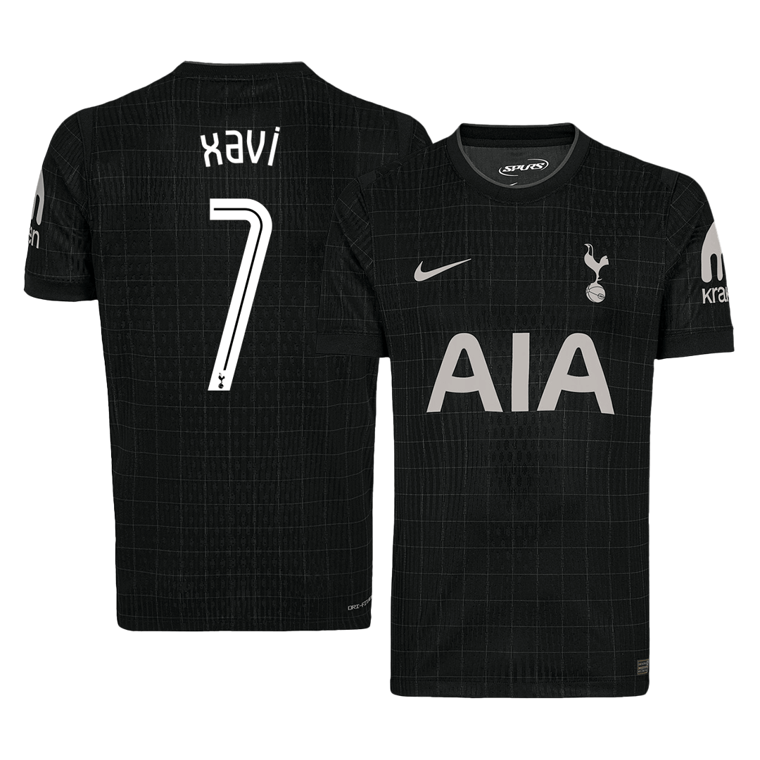 XAVI #7 Tottenham Hotspur Mens Away Soccer Jersey UCL 2025/26 Black