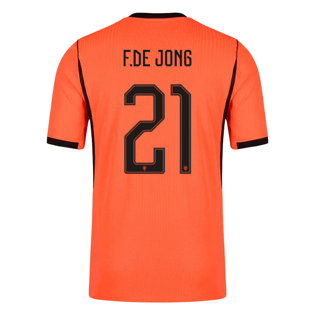 F.DE JONG #21 Netherlands Mens Home Soccer Jersey World Cup 2026 Orange - Player Version