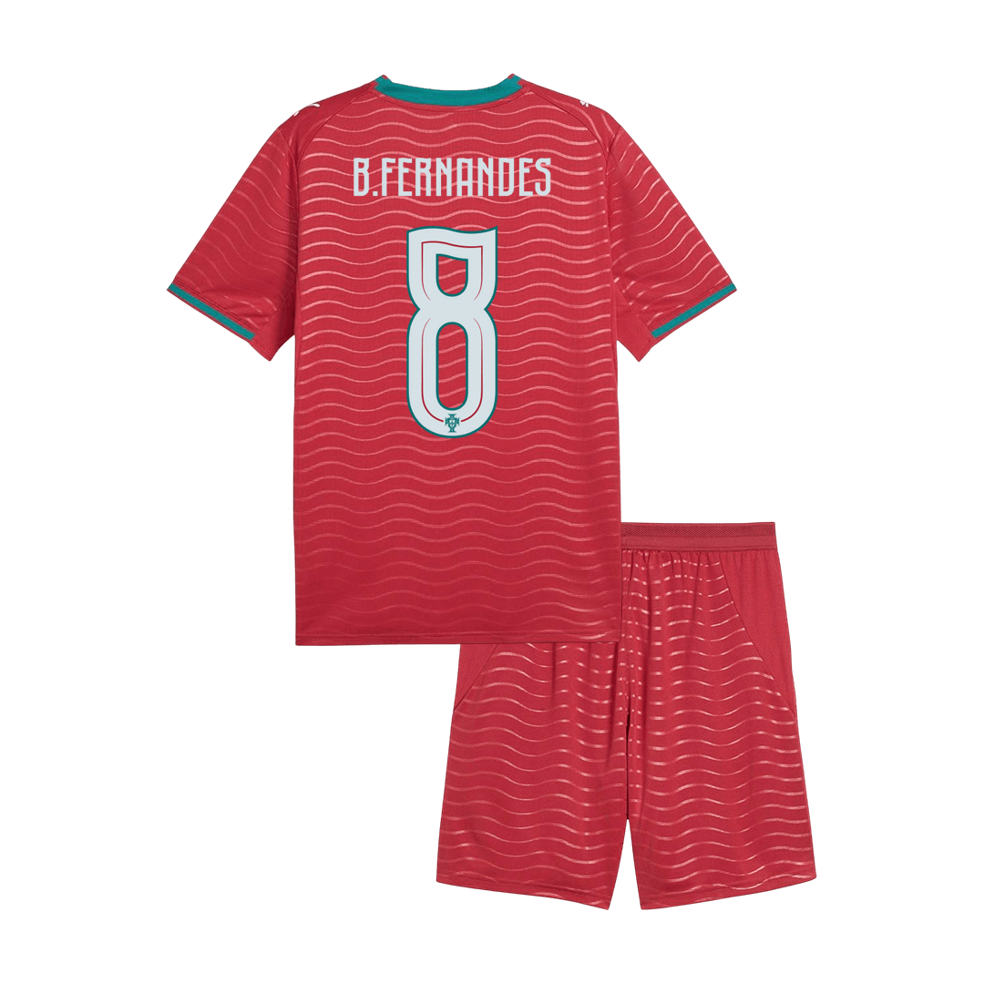 B. FERNANDES #8 Portugal Kids Home Soccer Kit World Cup 2026 Red [PREMIUM]