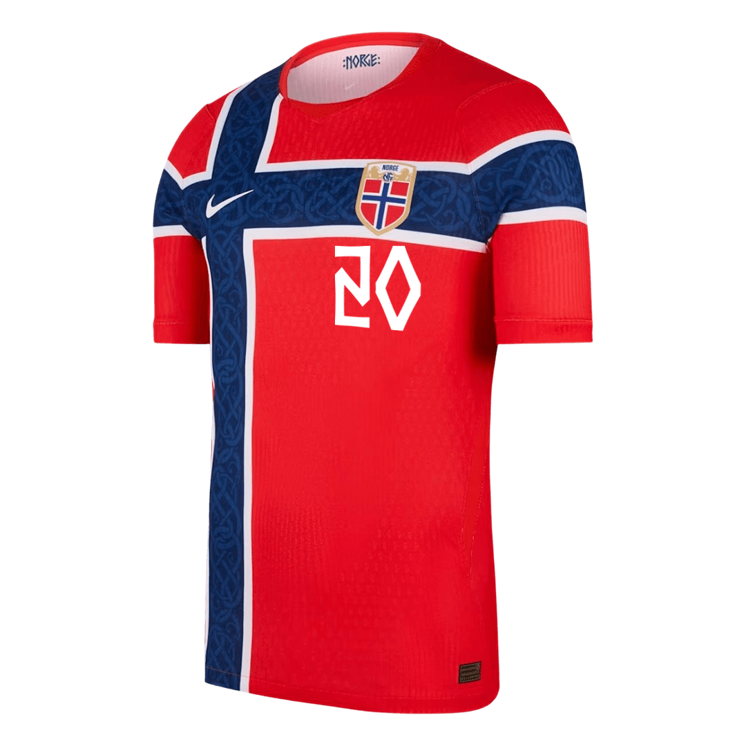 NUSA #20 Norway Mens Home Soccer Jersey World Cup 2026 Red - Player Version