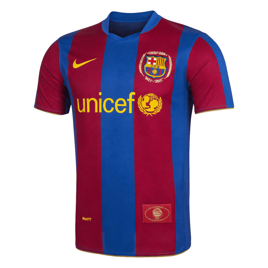 Retro Barcelona Mens Home Soccer Jersey 2007/08 Blue&Garnet
