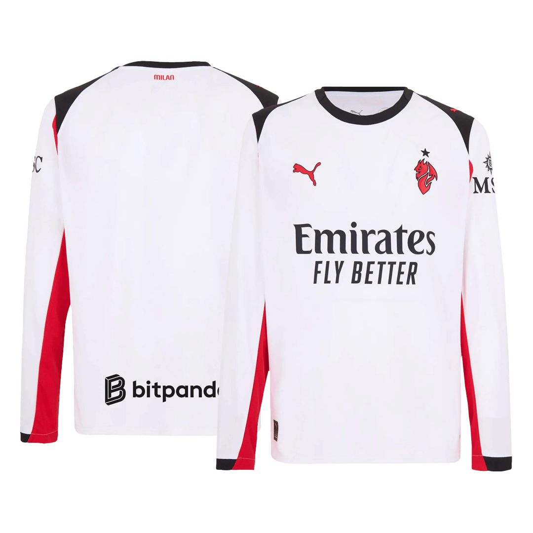 AC Milan Mens Away Long Sleeve Soccer Jersey 2025/26 White