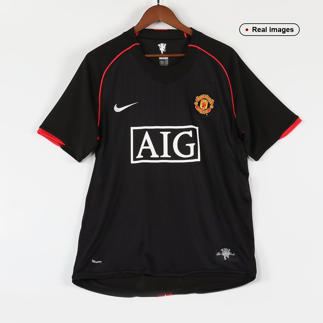 Retro Manchester United Mens Away Soccer Jersey 2007/08 Black
