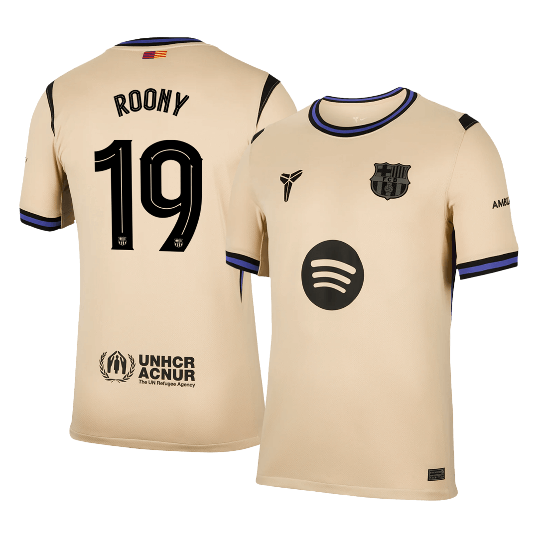 ROONY #19 Barcelona Mens Away Soccer Jersey UCL 2025/26 Yellow