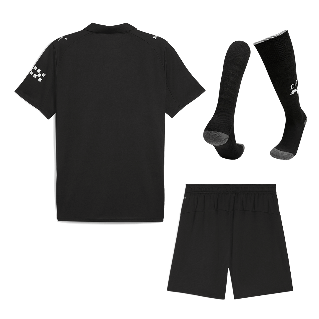 Manchester City Mens Away Soccer Full Set 2025/26 Black